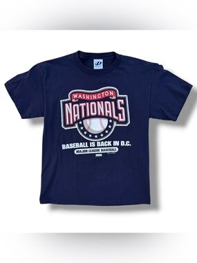 Vintage 2005 MLB Washington Nationals T-Shirt Navy Blue Size Medium